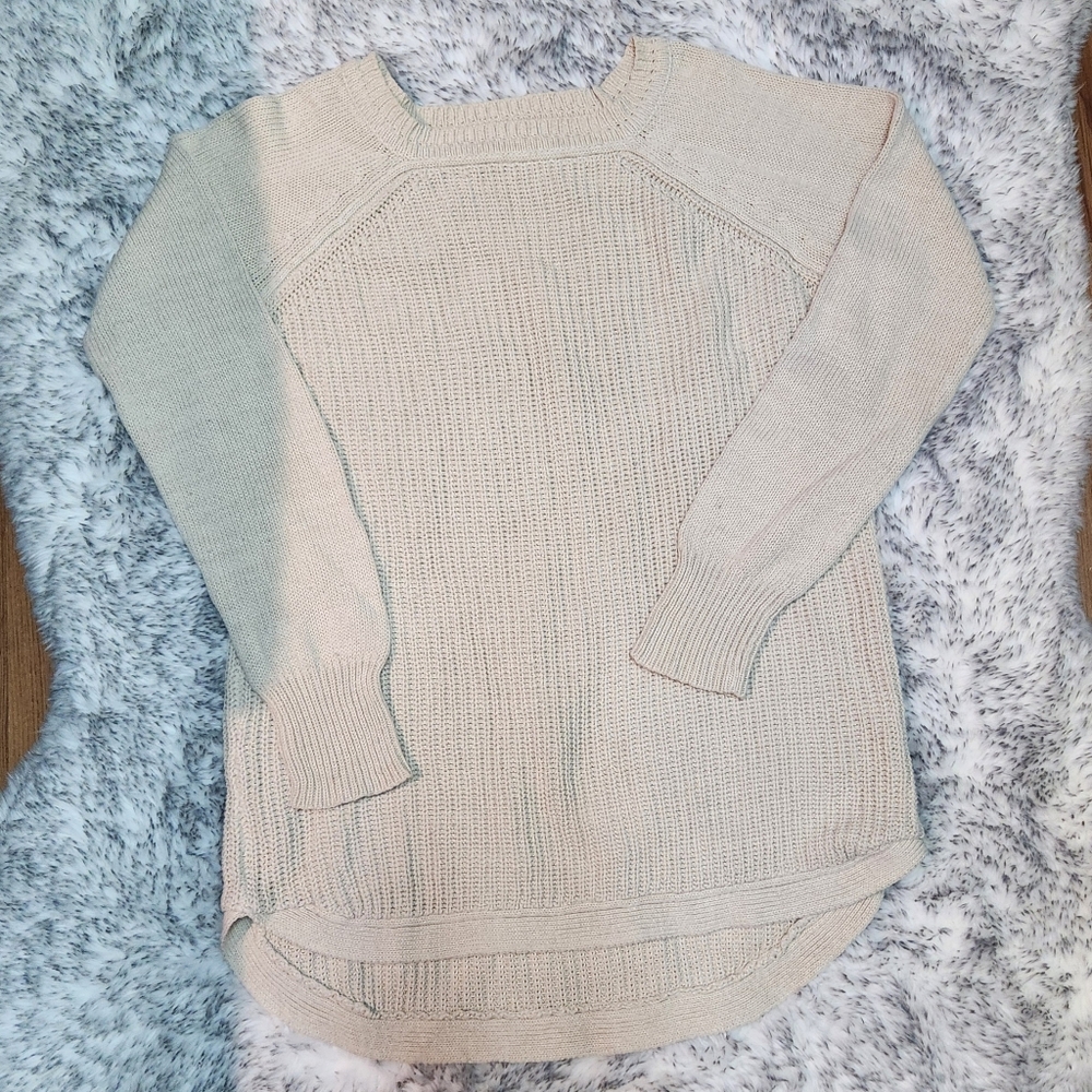 High Low Beige Knit Sweater